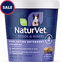 NaturVet Bacon and Chicken Flavor Stool Eating Deterrent Stool & Bowel Supplement for Dogs