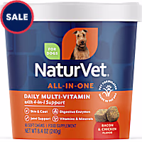 NaturVet Bacon and Chicken Flavor, Daily Multi-Vitamin All-In-One Supplements for Dogs