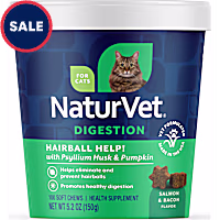 NaturVet Salmon and Bacon Flavor, Hairball Help! Digestion Supplements for Cats