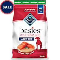 Blue Buffalo Basics Skin & Stomach Care, Limited Ingredient Diet, Salmon Recipe Grain-Free Adult Dry Dog Food