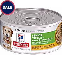 Hill's Science Diet Adult 7+ Senior Vitality Small, Mini Chicken & Vegetable Stew Canned Dog Food