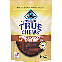 Blue Buffalo True Chews Made in the USA with Natural Ingredients, Pork and Chicken Sausage Recipe Dog Treats