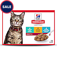 Hill's Science Diet Adult Tender Dinner Chicken, Tuna and Ocean Fish Canned Wet Cat Food Variety Pack