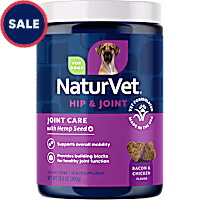 NaturVet Bacon and Chicken Flavor, Joint Care with Hemp Hip & Joint Supplements for Dogs