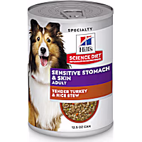 Hill's Science Diet Adult Sensitive Stomach & Sensitive Skin Tender Turkey & Rice Stew Canned Wet Dog Food