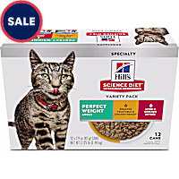 Hill's Science Diet Adult Perfect Weight Vegetable, Chicken & Liver Canned Wet Cat Food Variety Pack