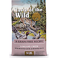 Taste of the Wild Lowland Creek All Life Stages High Protein Grain-Free Recipe, Roasted Quail & Roasted Duck Dry Cat Food