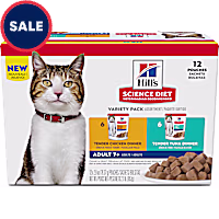 Hill's Science Diet Chicken, Tuna and Ocean Fish Senior 7+ Wet Cat Food Variety Pack
