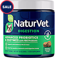 NaturVet Hickory Smoked Bacon Flavor, Advanced Probiotics & Enzymes Digestion Supplement for Dogs