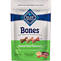 Blue Buffalo Bones Assorted Flavors Beef, Chicken, Bacon Small Natural Crunchy Dog Biscuit Treats