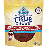 Blue Buffalo True Chews Made in the USA with Natural Ingredients, Beef, Premium Jerky Cuts Dog Treats