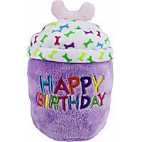 Multipet Purple Happy Birthday Cup Cake Plush Dog Toy