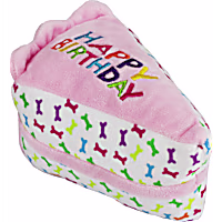 Multipet Pink Happy Birthday Cake Slice Plush Dog Toy