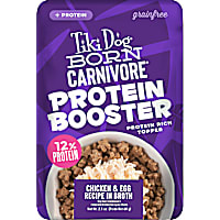 Tiki Dog Born Carnivore Protein Booster Chicken and Egg Recipe in Broth Dog Food Topper