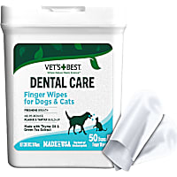 Vet's Best Dental Care Finger Wipes, Reduces Plaque & Freshens Breath, Teeth Cleaning Finger Wipes for Dogs & Cats
