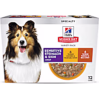 Hill's Science Diet Adult Sensitive Stomach & Skin Turkey & Chicken Stew Wet Dog Food Variety Pack