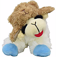 Multipet International Holiday Lamb Chop with a Bear Hat Dog Toy
