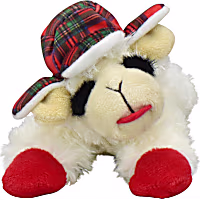 Multipet International Holiday Lamb Chop with Trapper Hat Dog Toy