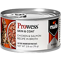 Nulo Prowess Skin & Coat for Adult Cats Chicken & Salmon Shreds in Broth Cat Food