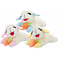 Multipet International Lamb Chop Holding a Carrot Assorted Colors 10.5" Dog Toy