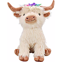 Multipet International Jumbo Highland Cow with Flower Crown Dog Toy