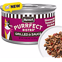 Merrick Purrfect Bistro Simmered Beef, Tomato and Wild Rice Recipe in Gravy, High Protein Natural Wet Cat Food