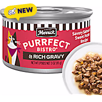 Merrick Purrfect Bistro Savory Salmon and Sweet Potato Recipe in Gravy, High Protein Adult Natural Wet Cat Food