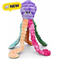 Multipet International Lamb Chop Jumbo Crimpy Rainbow Octopus Dog Toy