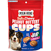 Milk-Bone Peanut Buttery Cups with Jif Peanut Butter & Real Bacon Filled Soft Dog Treats