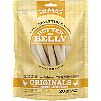 Better Belly Originals Natural Chicken Liver Flavor Highly Digestible Rawhide Small Rolls for Dogs