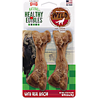 Nylabone Healthy Edibles Bison Flavored Dog Bone Chews, 2 Pack