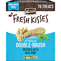 Merrick Fresh Kisses Natural Dental Chews Toothbrush Treat Shape Infused with Real Mint for Tiny Dogs 5-15 lbs.