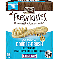 Merrick Fresh Kisses Natural Dental Chews, Toothbrush Shape Treat Infused with Real Mint for Large Dogs