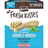 Merrick Fresh Kisses Natural Dental Chews Toothbrush Shape Treat Infused with Real Mint for Medium Dogs
