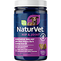 NaturVet Bacon and Chicken Flavor, Soreness Relief with Hemp Hip & Joint Supplement for Dogs