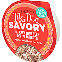 Tiki Dog Savory Chicken with Beef Recipe in Broth Dog Food