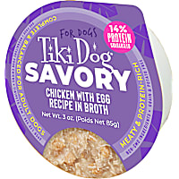 Tiki Dog Savory Chicken with Egg Recipe in Broth Dog Food