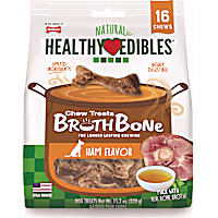Nylabone Healthy Edibles Broth All Natural Made With Real Bone Broth Ham Small Dog Chews