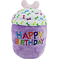 Multipet Purple Happy Birthday Cup Cake Plush Dog Toy