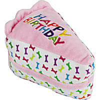 Multipet Pink Happy Birthday Cake Slice Plush Dog Toy