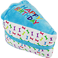Multipet Blue Happy Birthday Cake Slice Plush Dog Toy