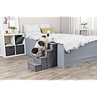 TRIXIE Grey Velour Foldable 4-Step Pet Stairs With Storage