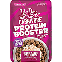 Tiki Dog Born Carnivore Protein Booster Topper, Chicken and Lamb Recipe in Broth Dog Food Topper