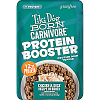 Tiki Dog Born Carnivore Protein Booster Chicken and Duck Recipe in Broth Dog Food Topper