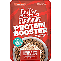 Tiki Dog Born Carnivore Protein Booster Chicken and Beef Recipe in Broth Dog Food Topper