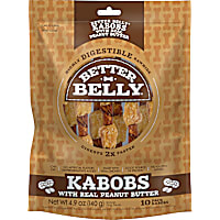 Better Belly Kabobs Highly Digestible Rawhide Chews for Dogs with Real Peanut Butter and Chicken