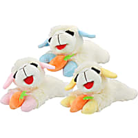 Multipet International Lamb Chop Holding a Carrot Assorted Colors 10.5" Dog Toy