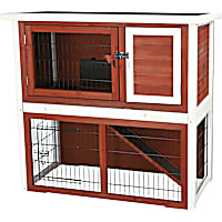 TRIXIE Natura Animal Hutch with Enclosure in Brown & White