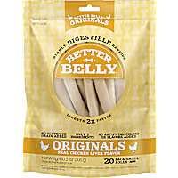 Better Belly Originals Natural Chicken Liver Flavor Highly Digestible Rawhide Small Rolls for Dogs