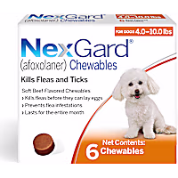NexGard (afoxolaner) Flea and Tick Soft Beef Flavored Oral Chewables for Dogs 4 - 10 lbs. (Orange)